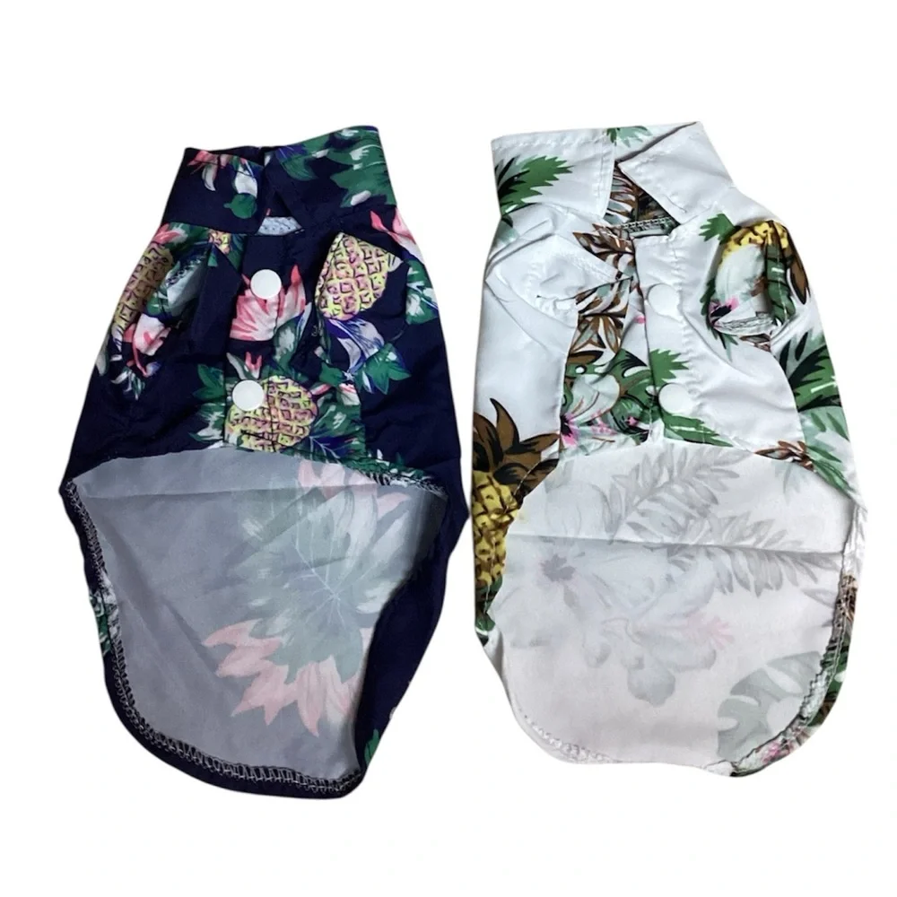 Floral Cat Shirt - Navy and White